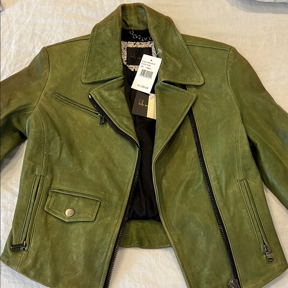 NWT’s Kelly Wearstler green leather jacket XS